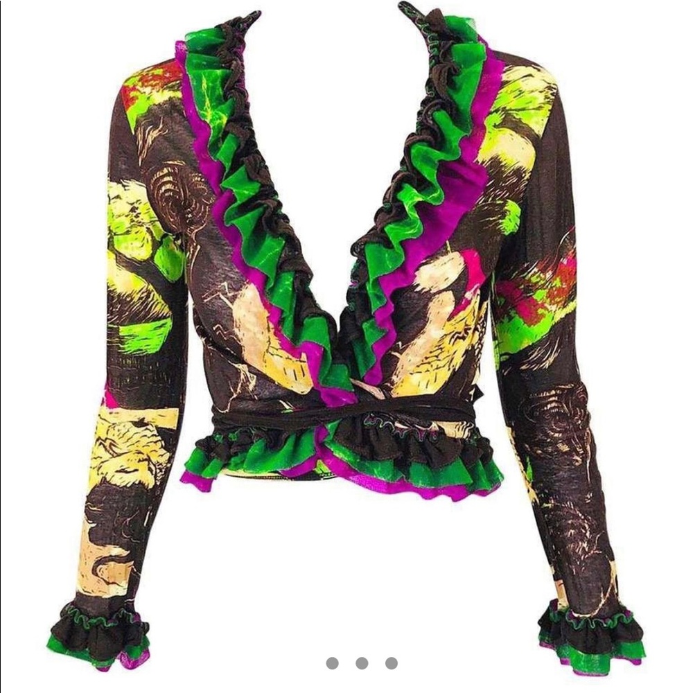 Archival Jean-Paul Gaultier wrap cardigan ruffle blouse